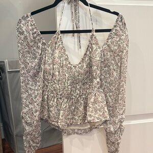 Astr Floral Blouse with Cream and Pink Hues